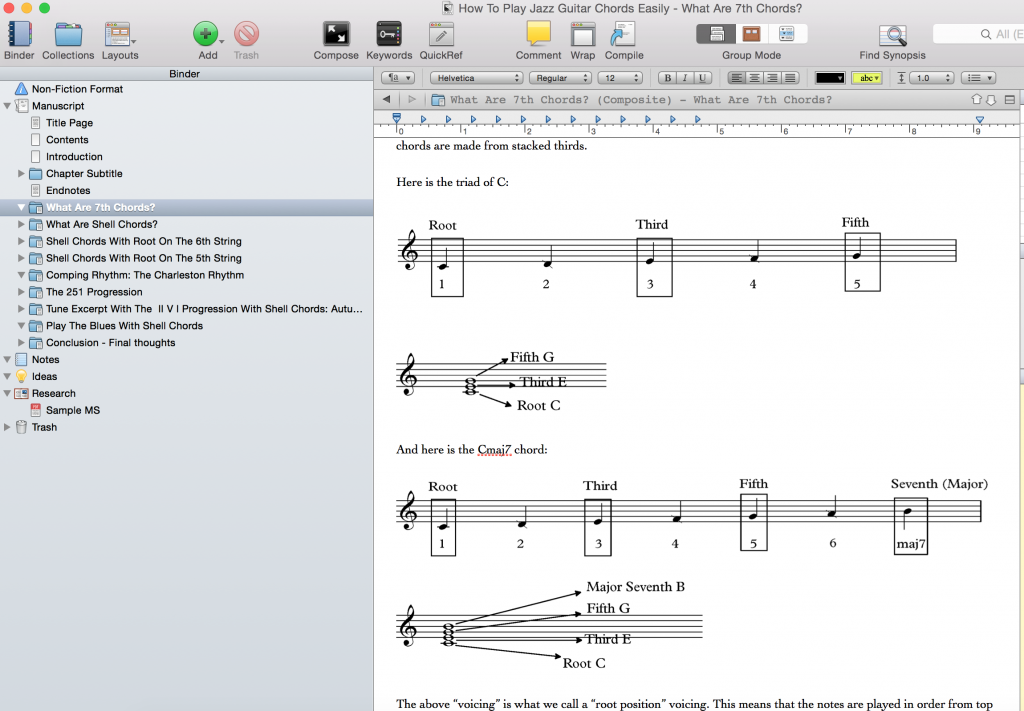 Free ebook Jazz Guitar chords Scrivener screenshot